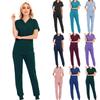 Unisex Pocket Hospital V-neck Fashion Scrub Suits Surgical Gown Uniform Set Joggers Solid Color
