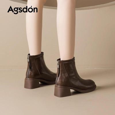 Oguston Женские массивные ботильоны челси на высоком каблуке коричневого цвета - Коллекция Осень 2025