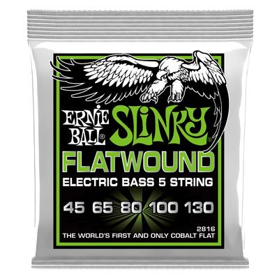 ERNIE BALL 2816 Басовая струна 5 струн FLATWOUND REGULAR SLINKY BASS Плоская обмотка Regular Slinky [Оригинальный продукт] (45-130) 5-СТРУННАЯ