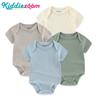 4 шт., однотонное боди унисекс для малышей, мягкий хлопковый комбинезон для новорожденных мальчиков и девочек, летняя одежда с короткими рукавами для малышей
