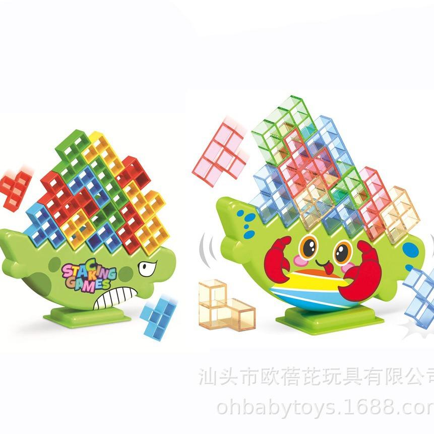 Игра на складывание Динозавр строительные блоки игра для вечеринки игрушка Сложенный высоко Тетрис блок Настольный блок баланса Сложенная головоломка Настольная игра