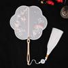 Clothing Acceessories Home Decoration With Tassel Long Handle Chinese Retro Style Embroidery Handheld Fan Pearl Edging