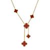 Premium Feeling Four Leaf Clover Tassel Titanium Steel Necklace Simple Double Sided Four Leaf Flower Necklace For Women