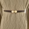 Sophisticated Leather Belt For Women With Simple Pearl Metal Buckle For Work Or Casuals