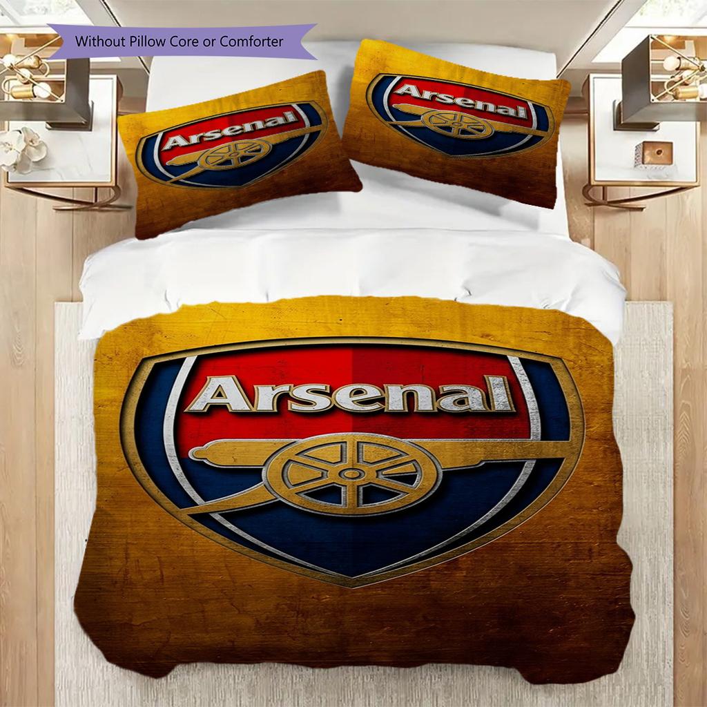"Arsenal Emblem Golden Texture" Three-piece set (1 * duvet cover + 2 * pillowcase, without core) 2DFlat Duvet cover and pillowcase Bedding set
