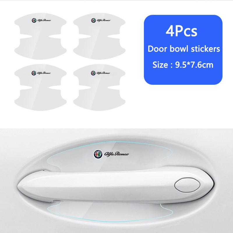 JKQDU1 Car Door Handle Bowl Transparent Sticker Anti-collision Protection Strips For Alfa Romeo 159 GT 147 Giulietta Tonale Giulia 156