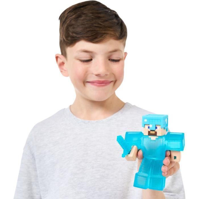 Figurine extensible - GOO JIT ZU - Minecraft Steeve - 11 cm - Texture élastique - Extensible 3x