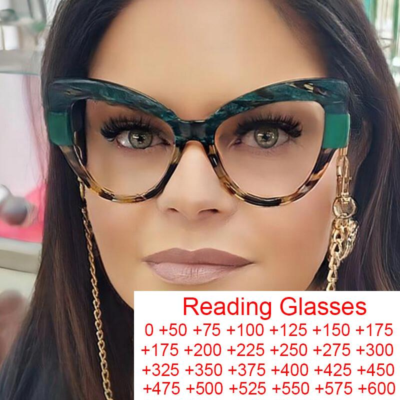Новые в Очках Cat Eye Оптические Очки Женские Большие Очки по Рецепту Очки для Дальнозоркости Очки для Чтения Очки для Компьютера с Защитой от Синего Света