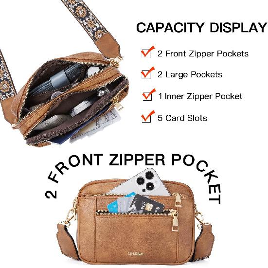 Telena Small Crossbody Bags for Women Vegan Leather Crossbody Purse | with Adjustable Wide Strap for Daily Life