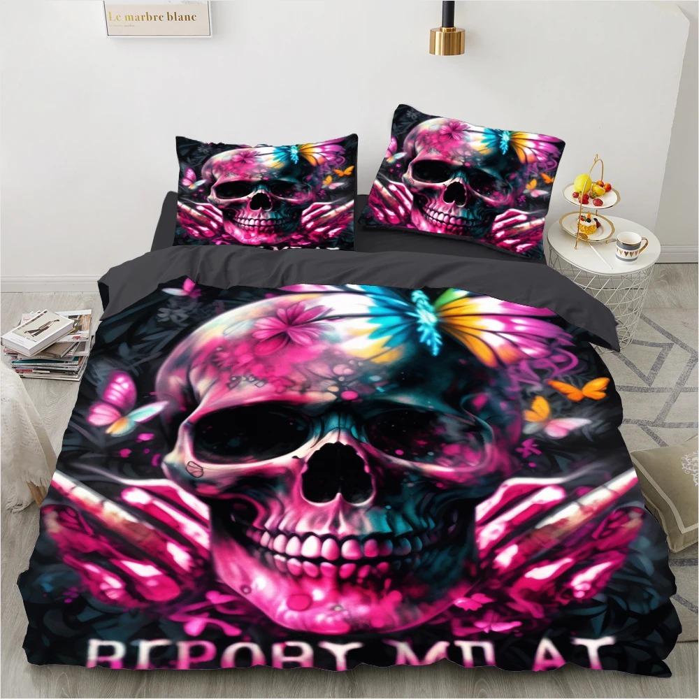 Комплект постельного белья с принтом "Череп и Розы", размер Twin Single, для Хэллоуина, для подростков, взрослых, детей, с дизайном "Розовая Паутина"
