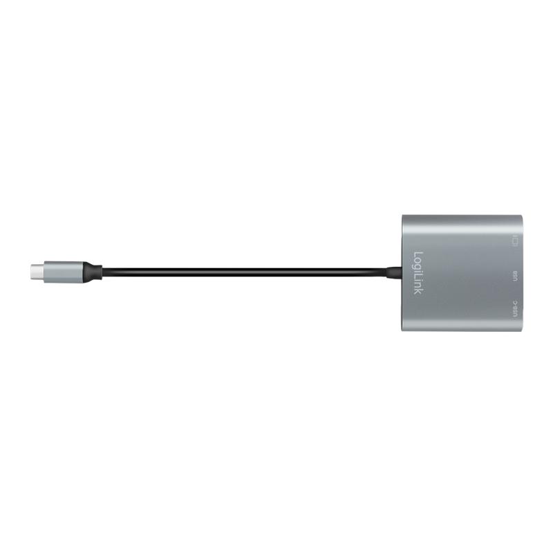 USB-C 3.2 Gen1 LogiLink to HDMI adapter 4K/60Hz 2xUSB PD 5 Gb/s 100W 0.15m