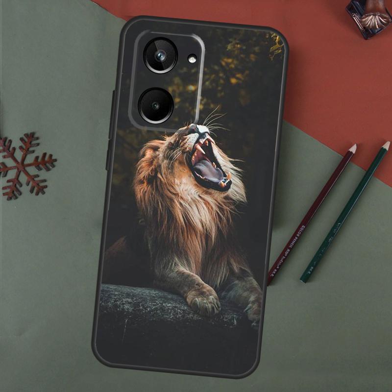 Чехол "Рычащий Лев" для Realme C61 C53 C55 C33 C63 C51 C65 C67 C71 C75 11 12 13 14 15 Pro Plus GT6 GT7 Pro