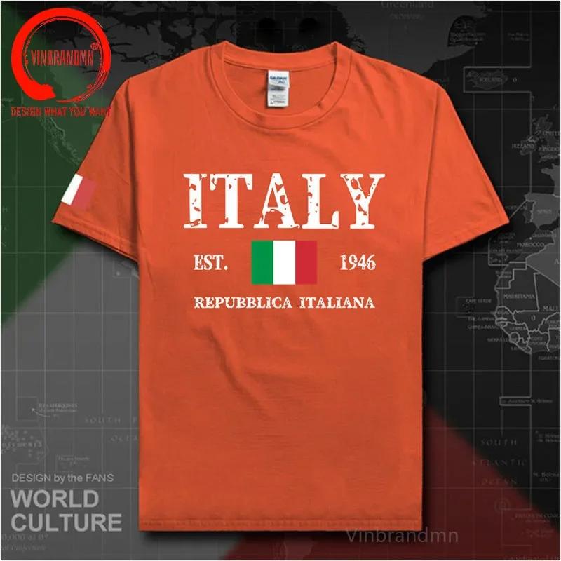 Letter Italy Est 1946 Italia Flag Tshirt Hip Hop Funny Repubblica Italiana Printed Cotton Breathable Tees Tops Fashion T Shirt