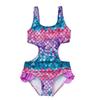 Girls' One-Piece Swimsuit: Gradient Fish Scale Design for Ages 3-12