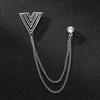 Korean Style Men's Blazer Brooch with Scissors-Shaped Metal Chain Accessory