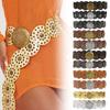 Metal Buckle Disc Belts Round Wide Belts Vintage Hollow Belt  for Women