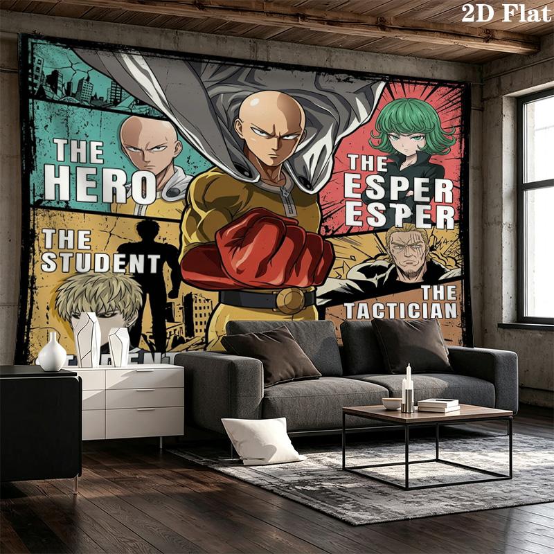 Onepunch Man Wall Tapestry Aesthetic Wall Hanging Printed Fabric Blanket Decorative Tapestries For Bedroom Living Room Home Decor