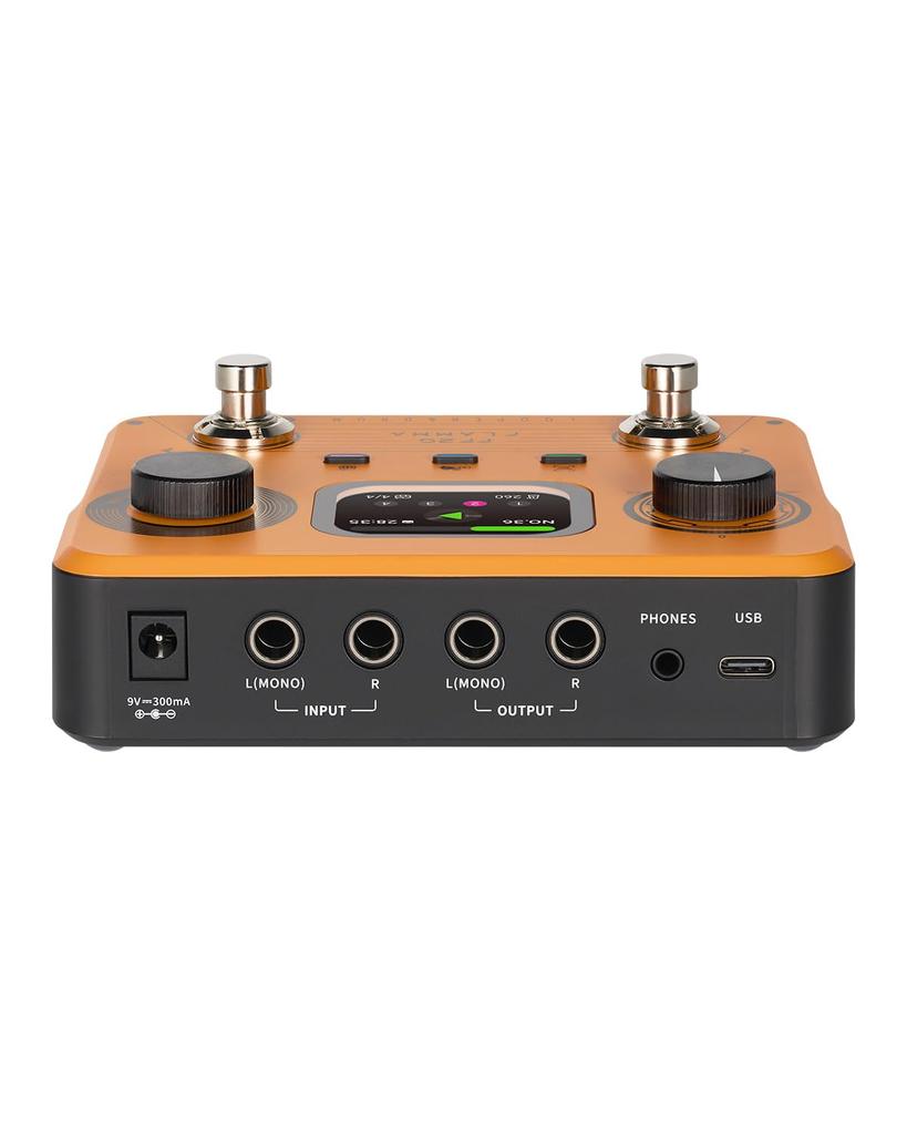 FLAMMA FF20 Педаль лупер Драм-машина с 300 минутами записи 220 барабанных партий 100 Время зацикливания Авто USB Выход для наушников для гитары и баса Экран, Время,