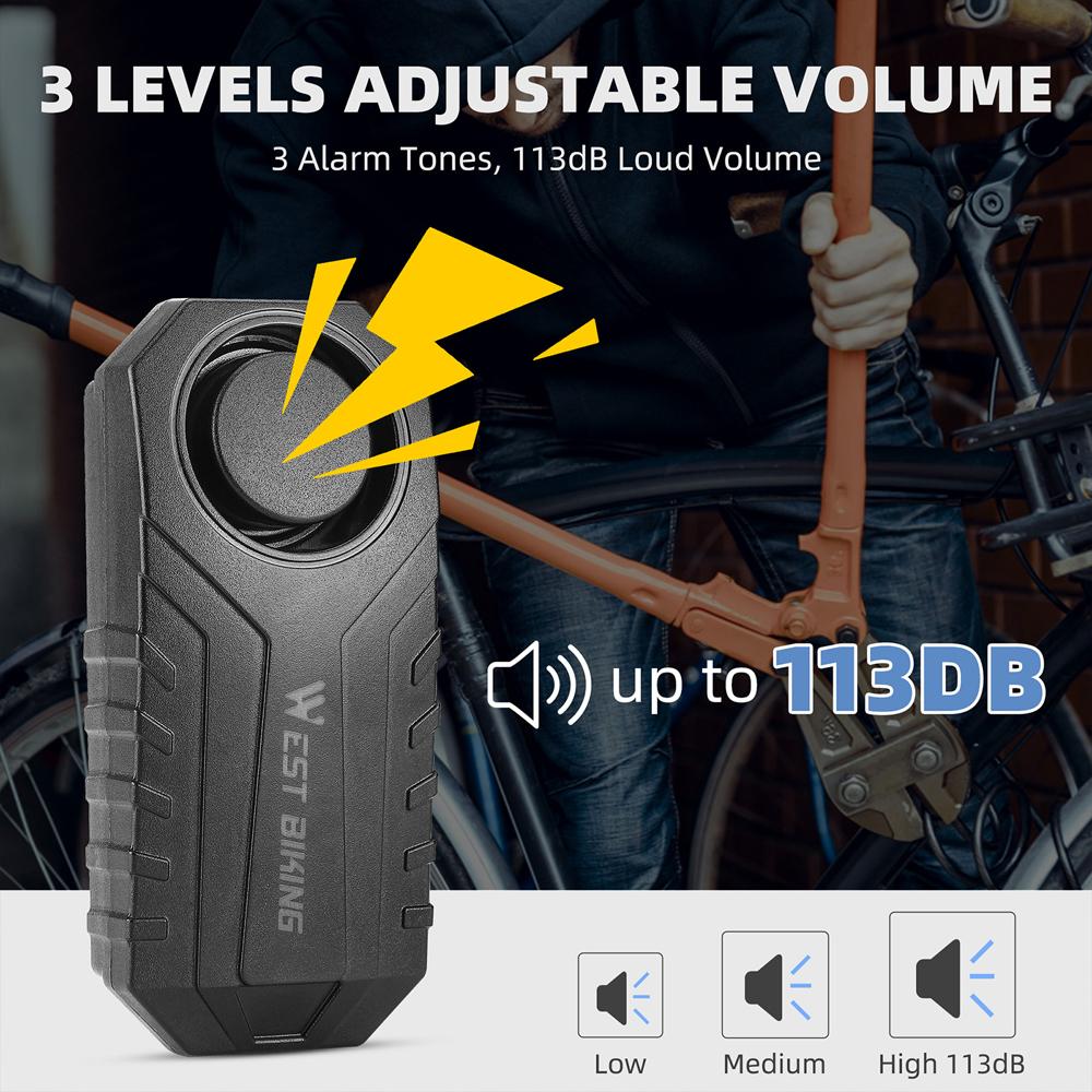 Противоугонная велосипедная сигнализация с высокой видимостью, беспроводная велосипедная сигнализация с датчиком движения для электронного велосипеда, водонепроницаемая