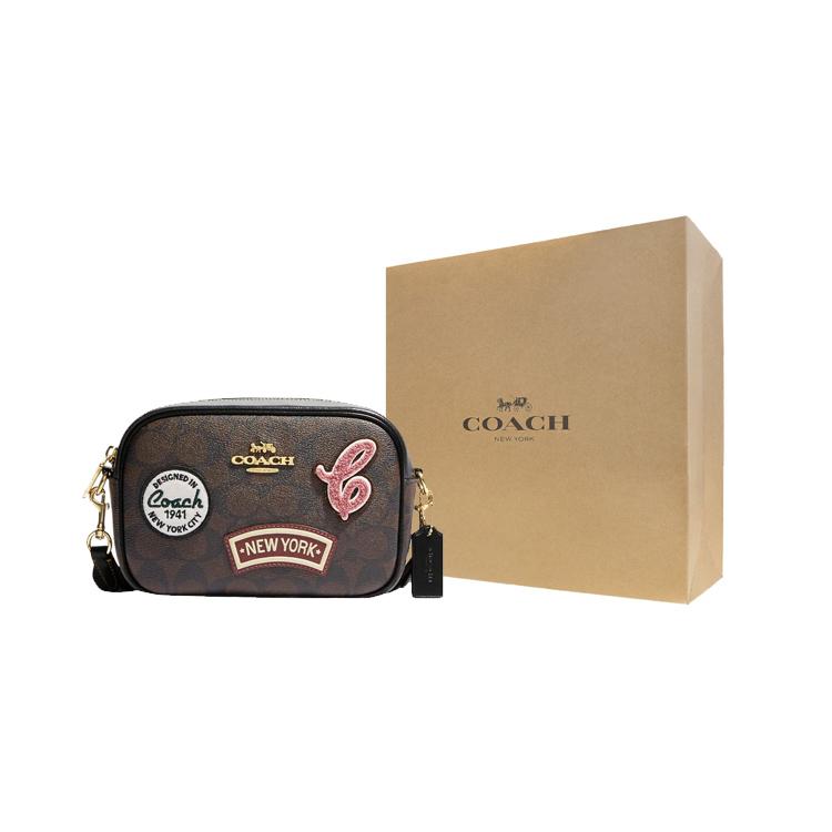 COACH Jamie Canvas Leather Camera Bag , Shoulder Bag , Crossbody Bag Mini Women's Dark Brown (Unisex) Crossbody Bags CF455 IMOSN