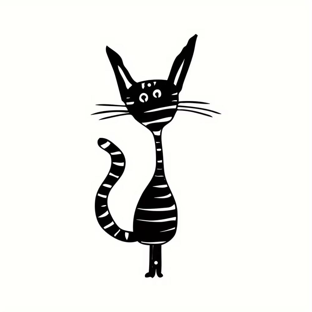 1 шт. Абстрактное мультяшное украшение из металла с изображением кошки – Веселое настенное искусство с черной кошкой, стильный декор на новоселье, уникальный акцент на металлической стене