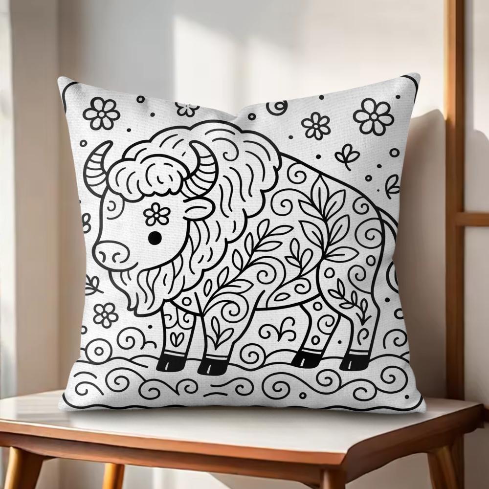 Graphic Calm Modern Cushion Cover Natural Linen Organic Fabric DoubleSided Printing Couch Pillow Covers Home Decor