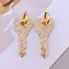 Vintage Style Zinc Alloy Water Diamond Geometric Circle Heart Key Earrings for Women