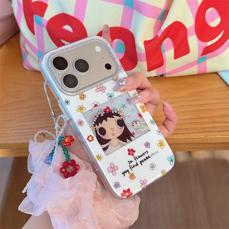 Высококачественный чехол для iPhone с рамкой в виде мультяшных цветов для девочек - Совместим с iPhone 17, 16 Pro Max, 15, 14