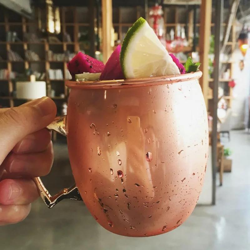 500 мл Московская кружка-бочка Mule с медным покрытием Кружка для чая и пива с ручкой из нержавеющей стали Стеклянные кружки для воды Кофейные чашки Посуда для напитков