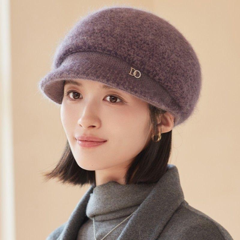 Осенне-зимняя холодостойкая вязаная теплая шапка, толстая шапка-утконос, шерстяная шапка в западном стиле для женщин