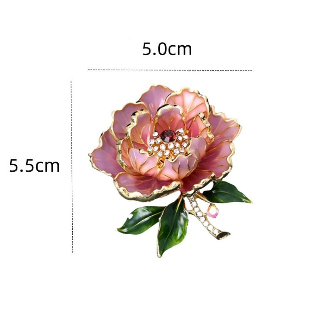 Chinese Style Flower Brooches Luxury Enamel Large Flower Enamel Pin Peony Brooch Pins Women