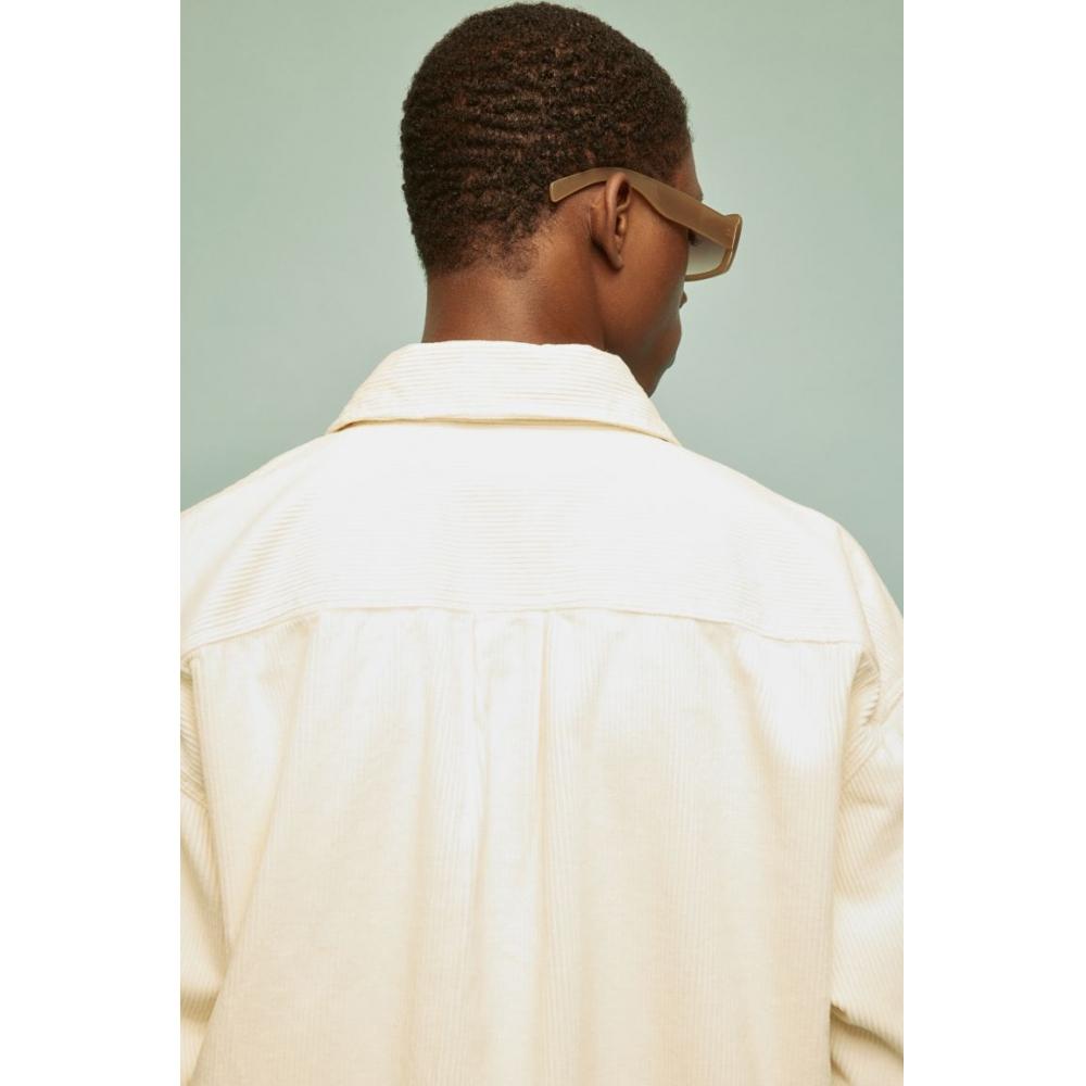 Рубашка HM Corduroy свободного кроя белая