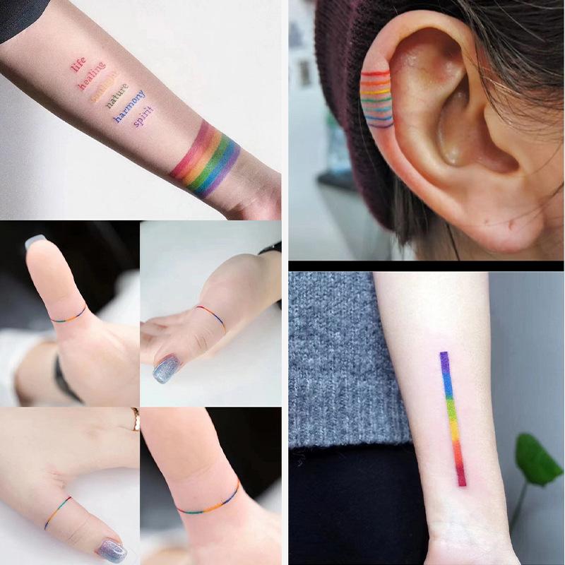 Мультяшная тату-наклейка водостойкая радужная цветная личность милая тату-наклейка детская временная татуировка