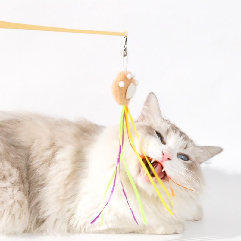 Cat Wand Toy Cute Claw Teasing Stick for Cat Interactive Toy Funny Colorful Kitten Teaser Stick Pet Cat Supplies