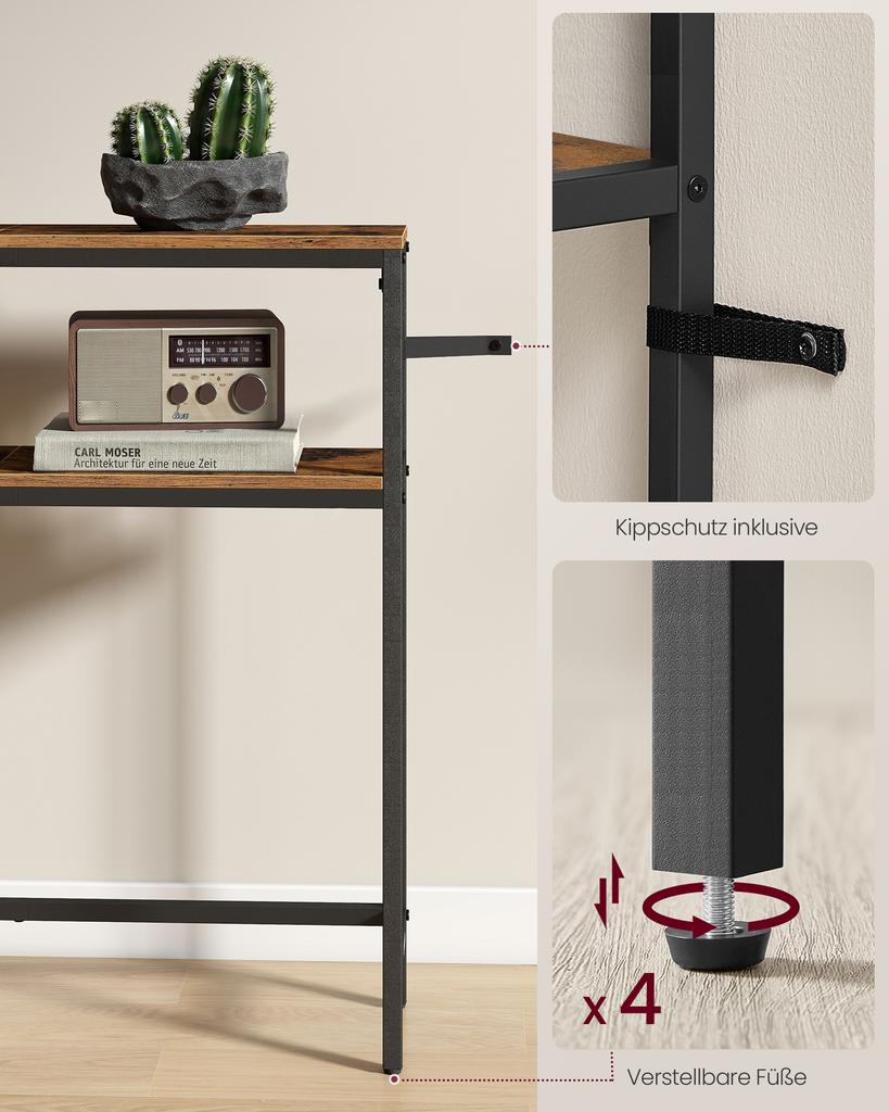 VASAGLE Console Table, Narrow Sofa Table with 2 Shelves, 20 x 100 x 80 cm, Hallway Table, 2 Levels, for Hallway, Living Room, Bedroom