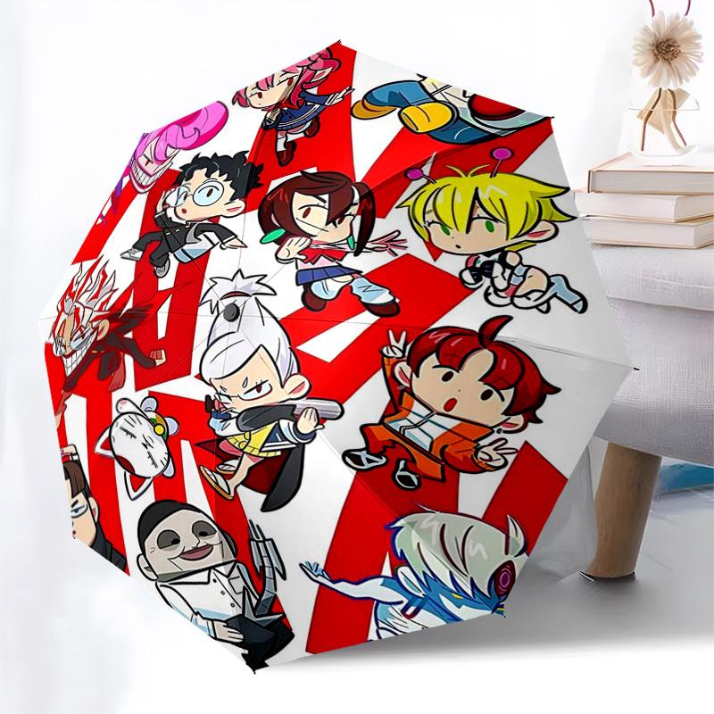 1pc Chibi Characters Outdoor Umbrella - Automatic Opening/Closing, Portable 3-Fold Design, 8-Rib Iron Frame - Perfect Gift for Fans, Travelers, D