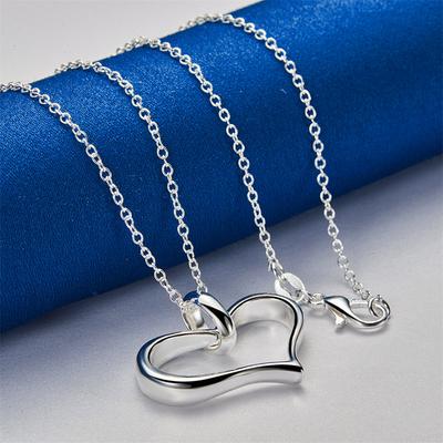 Изысканное серебряное (925 пробы) колье-подвеска в форме сердца, 16-30 дюймов, женский шарм, свадебный подарок, ювелирное изделие