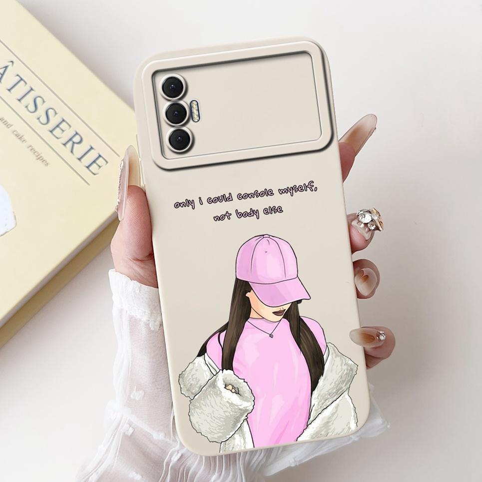 Phone Shell For Tecno Spark 8P Woman Fashion Flower Butterfly Coques For Tecno Spark 9T India Back Covers Soft Liquid Silicone