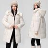 Womens Mid-Length Hooded Cotton Coat Detachable Solid Color Winter Warmth