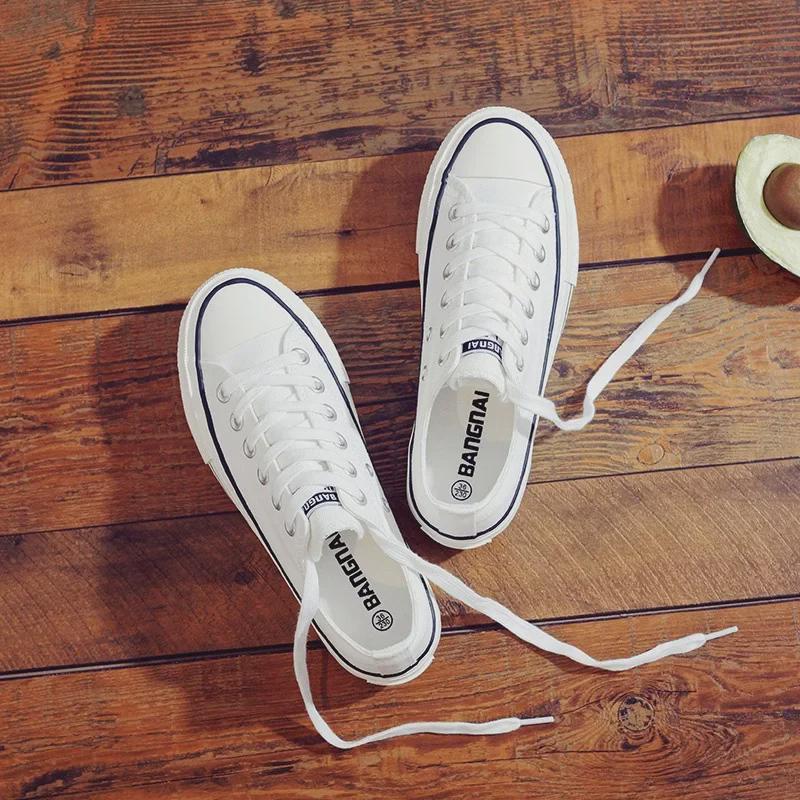 Женские кроссовки Lightning 2024 Spring Low-Top на толстой подошве из парусины — тренд в корейском стиле, визуально увеличивающий рост