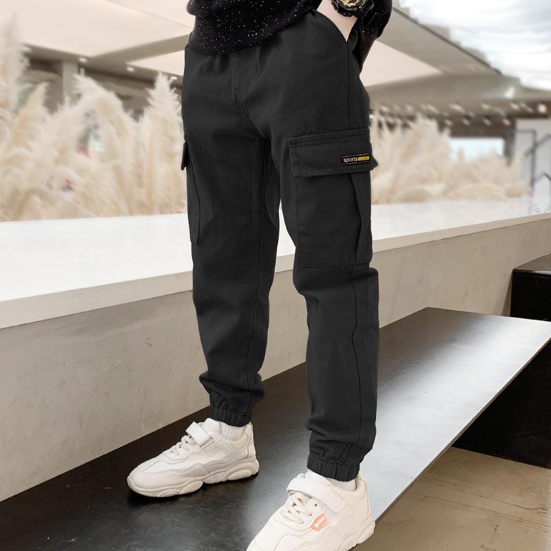 Boys' Cargo Pants - Spring/Autumn 2024, Stylish Casual Cotton for Kids, Middle & Big Children.