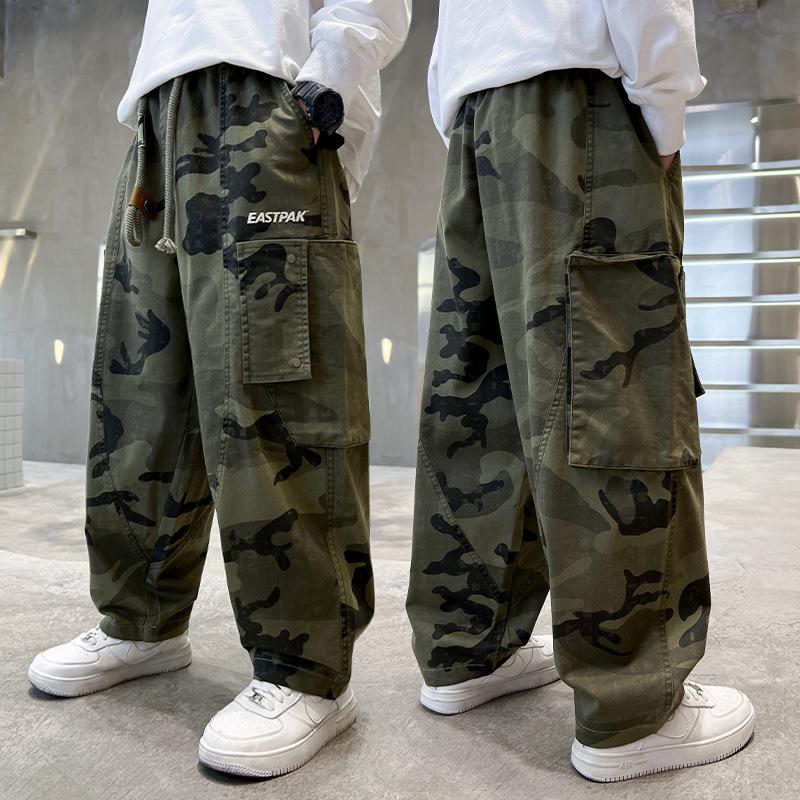 Boys' Camouflage Cargo Pants - Spring/Autumn 2025 Casual Trend