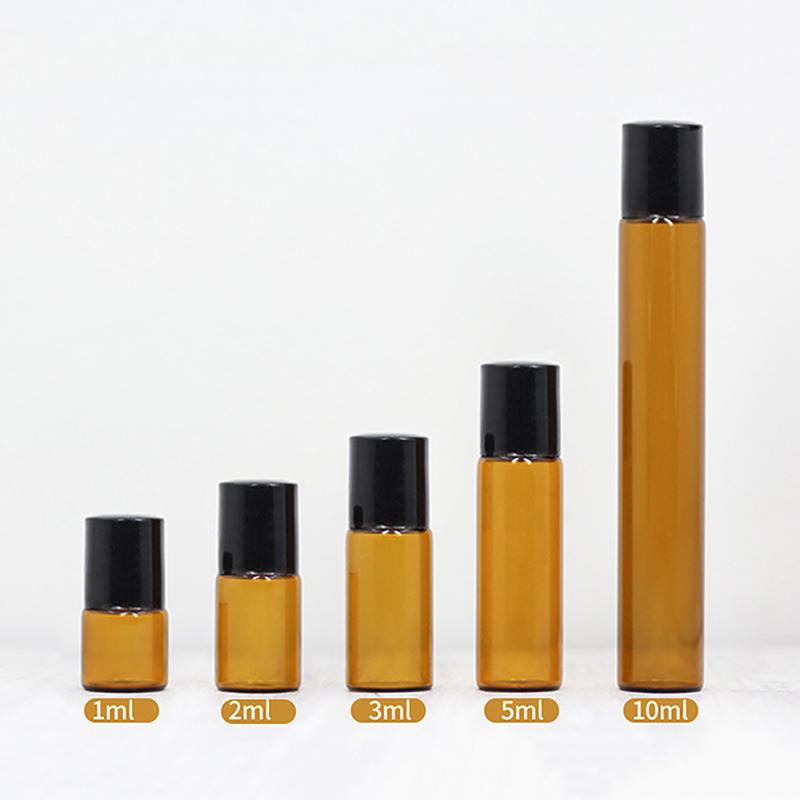 1 мл, 2 мл, 3 мл, 5 мл, 10 мл, янтарный тонкий стеклянный рулон на бутылке, пустая многоразовая бутылка, образец тестового эфирного масла, флаконы для духов с роликом