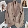 Four Seasons Women's Khaki Suit Jacket Spring Autumn CollectionElegant High-End Street Style for The Leisure Season