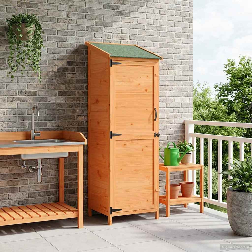 Garden Shed Brown 59.5 x 56 x 176.5 cm Solid Spruce Wood