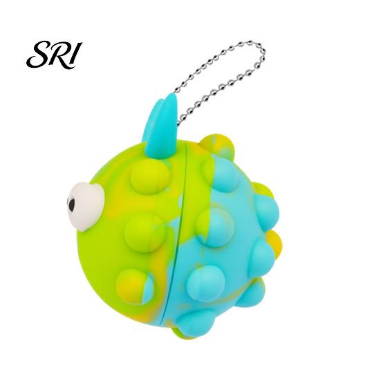 Bubble Popping Ball Devil Horn Stress Relief Push Toy with Chain Decompression Silicone Fidget