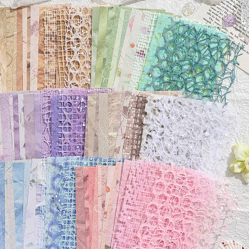 15 pcs Vintage Mixed Materials Lace paper Decor Scrapbook Materials DIY Photo Album Collage Journal Creative Stationery Supplies