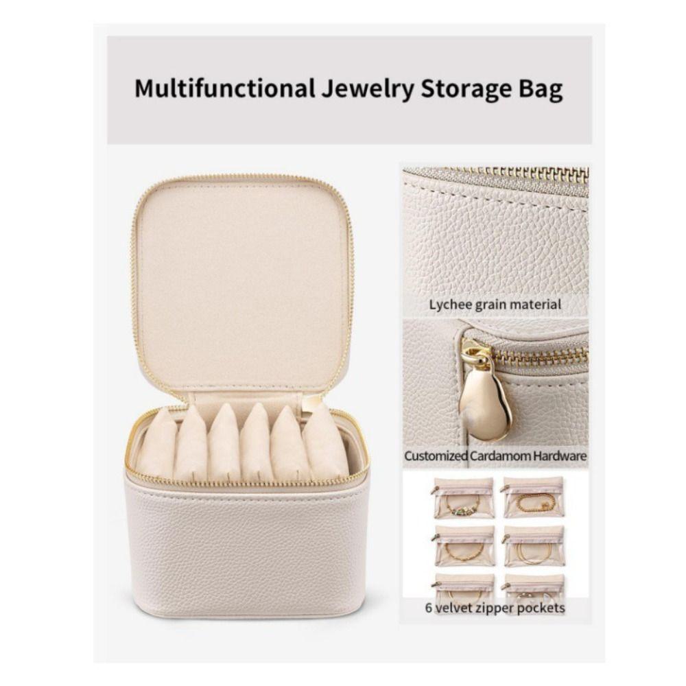 PU Leather Earring Storage Case with Small Pouches Jewelry Packing Bag Simple Jewelry Box  Ring
