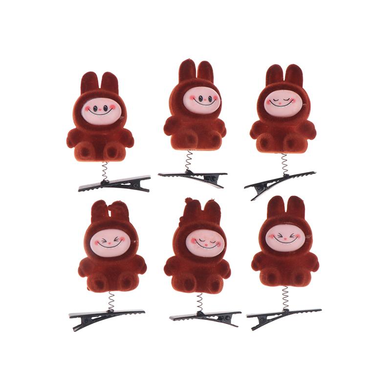 6 шт. Kawaii Labubu Spring Hair Clip 3D Cartoon Doll Hairpins Duckbill Clip Headbill Children's Hair Accessories Party Decorations