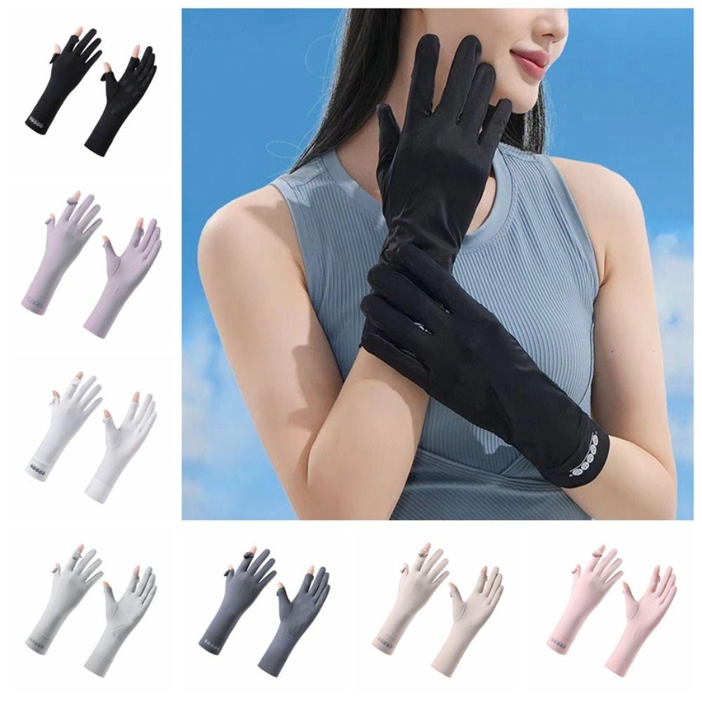 Anti-UV Ice Silk Gloves Thin Elastic Cycling Driving Gloves Women Girls